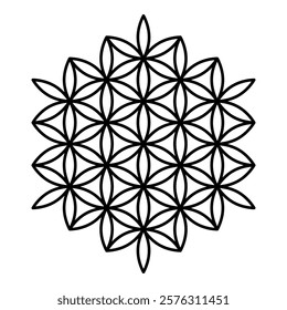 Flower of life Sacred geometry contour outline line icon black color vector illustration image thin flat style