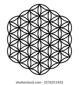 Flower of life Sacred geometry contour outline line icon black color vector illustration image thin flat style