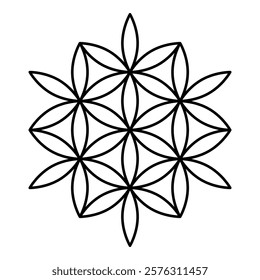 Flower of life Sacred geometry contour outline line icon black color vector illustration image thin flat style