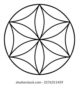 Flower of life Sacred geometry contour outline line icon black color vector illustration image thin flat style