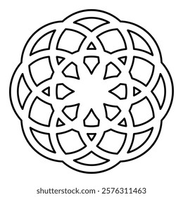 Flower of life Sacred geometry contour outline line icon black color vector illustration image thin flat style