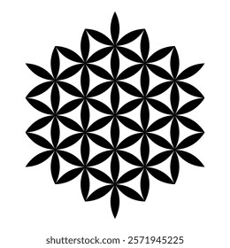 Flower of life Sacred geometry icon black color vector illustration image flat style