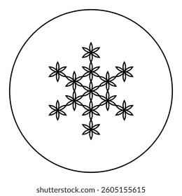 Flower of life Sacred geometry icon in circle round black color vector illustration image outline contour line thin style simple