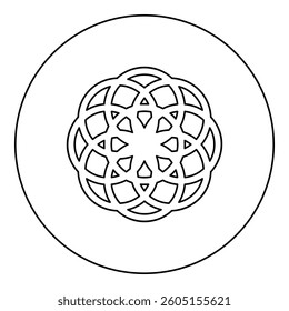 Flower of life Sacred geometry icon in circle round black color vector illustration image outline contour line thin style simple