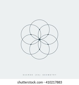 flower of life. sacred geometry. lotus flower. mandala ornament. esoteric or spiritual symbol. isolated on white background. vector illustration