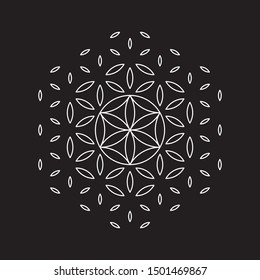 Flower Of Life, Sacred Geometry. Modern Simple Line Design, Editable Strokes. Vector Illustration, EPS 10