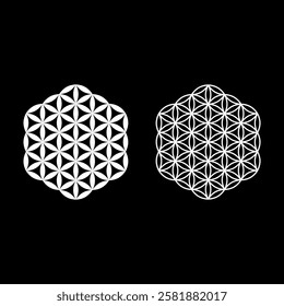 Flower of life Sacred geometry set icon white color vector illustration image solid fill outline contour line thin flat style