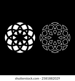 Flower of life Sacred geometry set icon white color vector illustration image solid fill outline contour line thin flat style