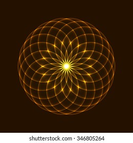 Flower of Life. Sacred Geometry. Symbol of Harmony and Balance. Vector Illustration.