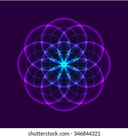 Flower of Life. Sacred Geometry. Symbol of Harmony and Balance. Vector Illustration.