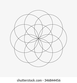 Flower of Life. Sacred Geometry. Symbol of Harmony and Balance. Vector Illustration.