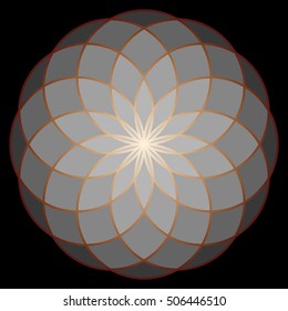 Flower of Life. Sacred Geometry. Symbol of Harmony and Balance. Vector Illustration.