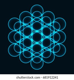 Flower of Life. Sacred Geometry. Symbol of Harmony and Balance. Vector illustration