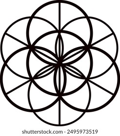 Flower of life sacred geometry vector image, abstract geometric shapes