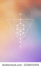 Flor da vida ilustração de vetor de geometria sagrada. Elementos de energia esotéricos em design futurista relacionados com tarô, alquimia e astrologia