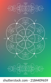 Flower of life sacred geometry zentangle inspired design template with oriental tribal ornaments. Ornamental new age art.