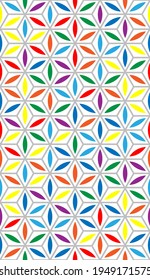 Flower of life seamless pattern. Sacred geometry rainbow colorful vector background. Most magical pattern of the world