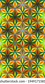 Flower of life seamless pattern. Sacred geometry warm colorful vector background. Most magical pattern of the world