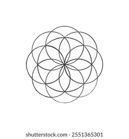 Flower of Life Symbol with Geometric Symmetry for Artistic and Spiritual Projects