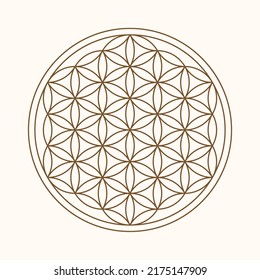 Flower Of Life symbol. Natural colors. Esoteric emblem. Vector illustration