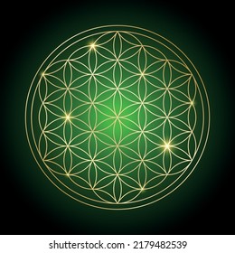Flower Of Life symbol. Natural colors. Esoteric emblem. Vector illustration