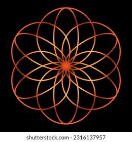 The Flower of Life Symbol. One of the basic sacred geometry shapes. Symmetry Vector illustration.