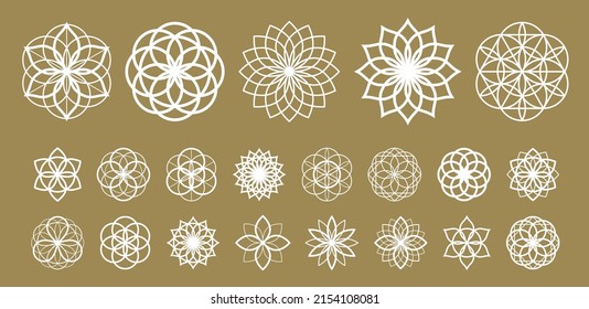 Flower of life vector ancient esoteric symbol big vector set.