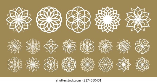 Flower of life vector ancient esoteric symbol big vector set.