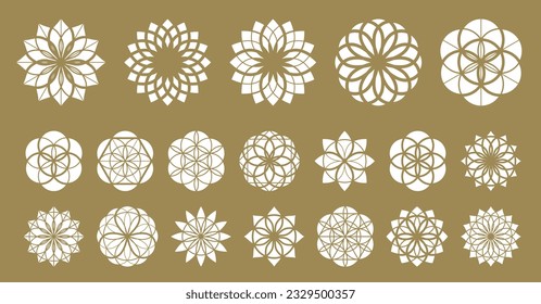 Flower of life vector ancient esoteric symbol big vector set.