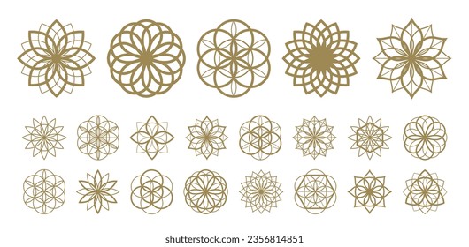 Flower of life vector ancient esoteric symbol big vector set.