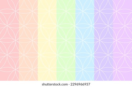 Flower of life and vertical rainbow lines. Vector illustration background.
