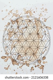 flower of life and watercolor painting
