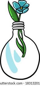 Flower in lighting bulb, illustration, vector on white background
