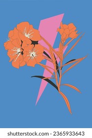 flower and lightning sybmbol, light pastel flat style illustration