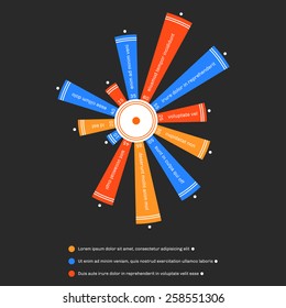 Flower like infographic on the dark background.