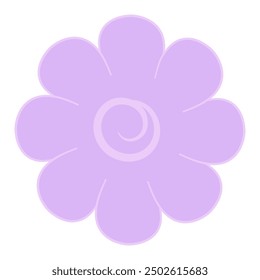 Flower. Lilac inflorescence of flowering plant. Flower head. Eight blossomed rounded petals. Opened flower bud. Color vector illustration. Isolated white background. Cartoon style. Idea for web design