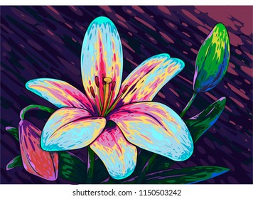 Flower lilly modern vector gogh style 
