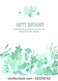 Flower lily arabis elegant greeting card. Vector illustration with flowers lily arabis. A birthday is the most special day in one's  life.  Enjoy it  to the fullest! Congratulations birthday.