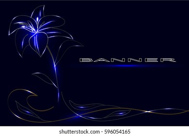 Flower lily glows neon