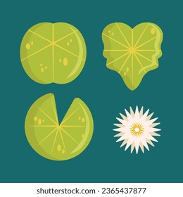 Flower and Lily Pad Vector Illustration