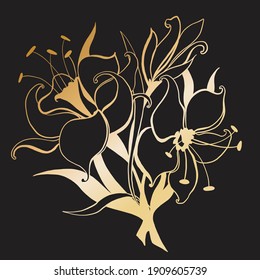 Flower lily sketch bouquet hand drawing for design