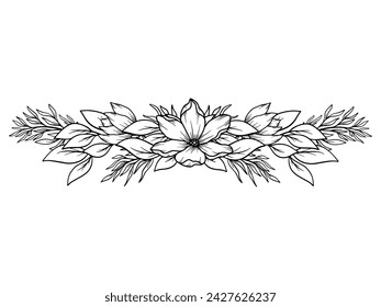 Flower Line Art Arrangement Illustration