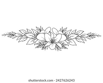 Flower Line Art Arrangement Illustration