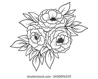 Flower Line Art Arrangement Illustration