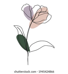 flower Line art background. Abstract minimal flower design for cover, prints, floral wall art, Home decor picture, fabric and wallpaper. Vector illustration