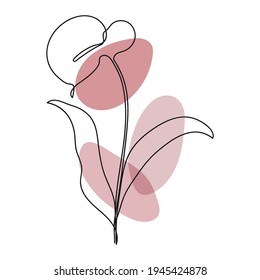 fondo de arte de la flor Line. Resumen de diseño de flores mínimas para cubierta, estampado, arte de pared floral, pintura decorativa casera, tela y papel pintado. Ilustración del vector
