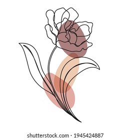 fondo de arte de la flor Line. Resumen de diseño de flores mínimas para cubierta, estampado, arte de pared floral, pintura decorativa casera, tela y papel pintado. Ilustración del vector