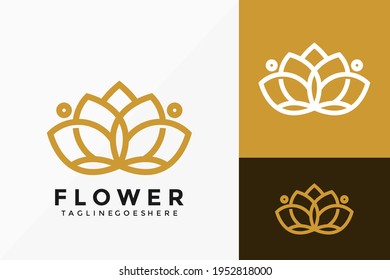 Flower Line Art Beauty Lotus Logo Vector Design. Abstract emblem, designs concept, logos, logotype element for template.