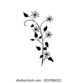 Flower line art black and white