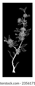 Flower Line Art black and white decorative vector